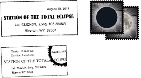 Riverton Post Office Special Postmark and Total Eclipse of Sun Stamp