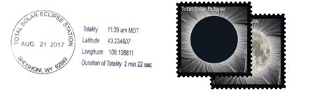 Shoshoni Post Office Special Postmark and Total Eclipse of Sun Stamp