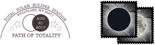 Wheatland Post Office Special Postmark and Total Eclipse of Sun Stamp