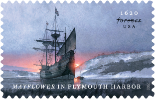 Mayflower in Plymouth Harbor stamp