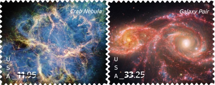Crab Nebulra Stamp and Galaxy Pair Stamp