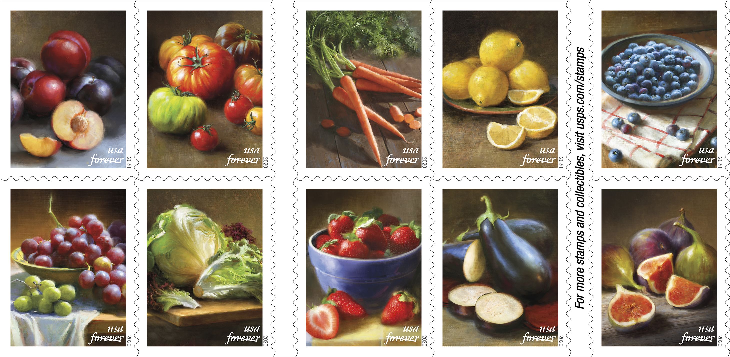 Fruits & Vegetables Stamps