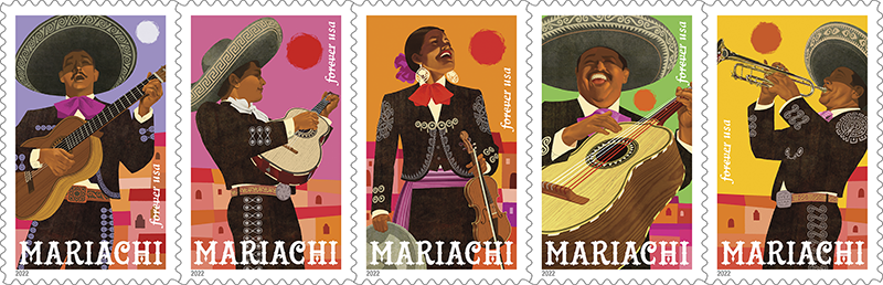 Sheet of five Mariachi Frever stamps