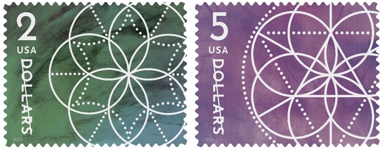 Floral Geometry Stamps in $2 and $5 Denominations