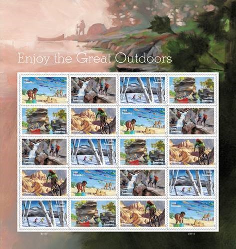 The Great Outdoors Forever stamp sheet