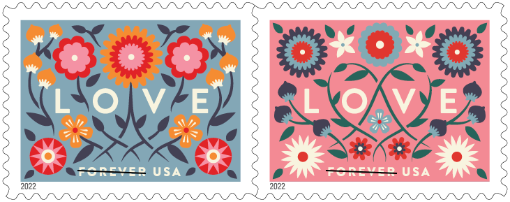 Two LOVE stamps
