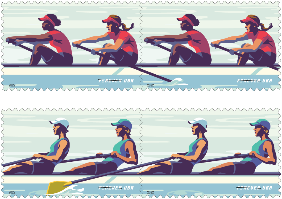 Women's rowing celebration stamp