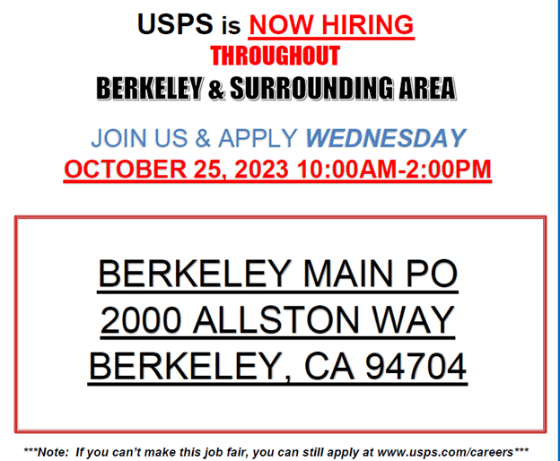 Usps Hiring Spree Continues In Berkeley California Newsroom About