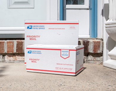 USPS packages at front door