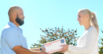 Package delivering to customer