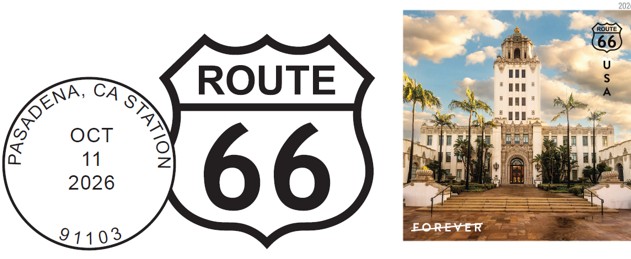Route 66 Stamp and pictorial cancellation