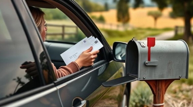 Customer checks her mailbox