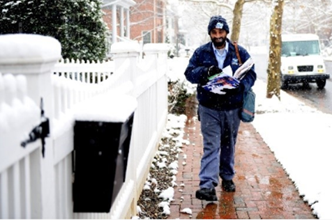 Mail carrier in snow