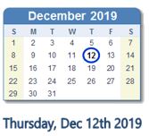 Thursday, Dec 12th 2019