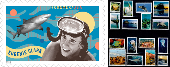 Eugenie Clark and National Marine Sanctuaries Forever stamps