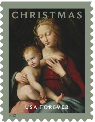 Virgin and Child painting stamp