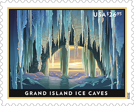 Grand Island Ice Caves Priority Mail Express stamp