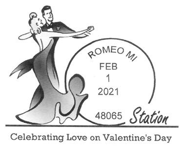Romeo, MI Valentine pictoral postmark