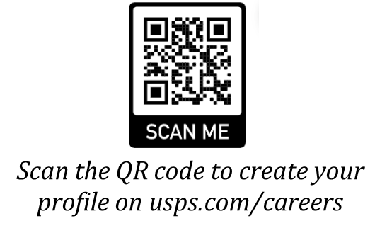 SCAN ME - Scan the QR code to create your profile on usps.com/careers