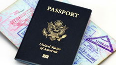 US Passport book with stamp visas