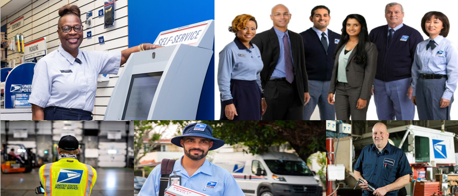 Montage of images of USPS career employees.