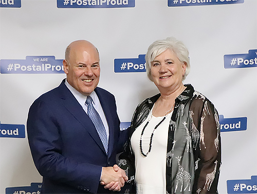 PMG Louis DeJoy and Douglas Postmaster Vicki Widiker