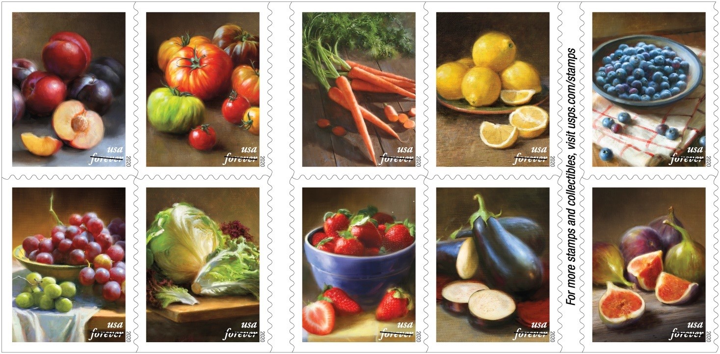 Fruits and Vegetables Forever stamps