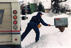 Mail carrier in snow