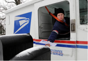 Postal person in truck