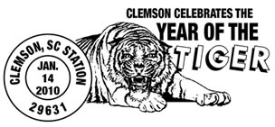 Year of the Tiger” postmark - The third of 12 stamps in Clemson's Celebrating Lunar New Year series