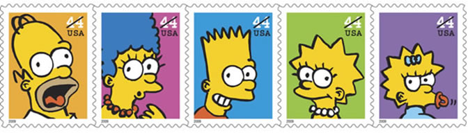 Simpsons Stamp Homer Bart Marge Lisa Maggie
