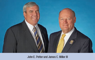 Picture of James C. Miller, chairman of the board of governors, and John E. Potter, postmaster general/CEO