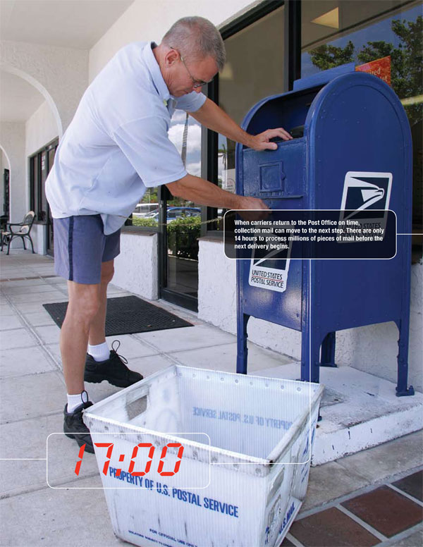 Carrier collecting mail from mailbox