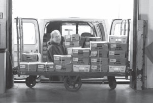 Cart loaded with mail packages