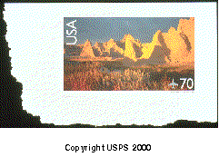 Badlands Stamped Card-Copyright USPS 2000