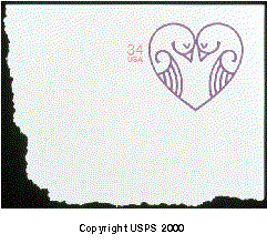 Lovebirds Stamped Envelopes-Copyright USPS 2000