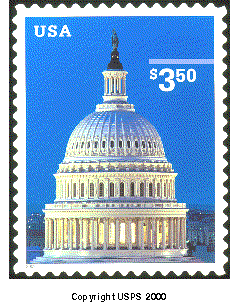 U.S. Capitol Priority Mail Stamp-Copyright USPS 2000
