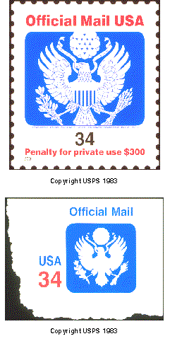 Pictured:  Official Mail Stamp and Stamped envelope-Copyright USPS 1983