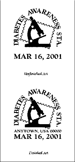 Graphic of Diabetes Awareness STA. March 16, 2001-Unfinished Art and Finished Art