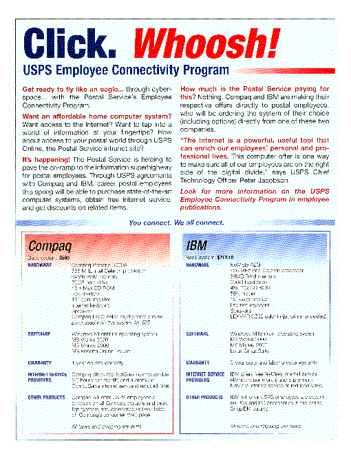 Scanned image of the USPS Employee Connectivity Program. A D-link is provided.