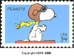 Pictured: Peanuts Commemorative Stamp. Copyright US Postal Service 2000.