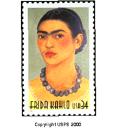 Frida Kahlo Commemorative Stamp. Copyright USPS 2000.