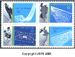 Stamp Announcement 02-02, Winter Sports Commemorative Stamps. Copyright USPS 2001.