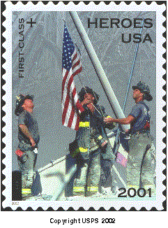 Stamp Announcement 02-17: Heroes of 2001 Semipostal Stamp, copyright USPS 2002.