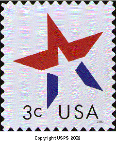 Stamp Announcement 02-10: Star Definitive Stamp, copyright USPS 2002.