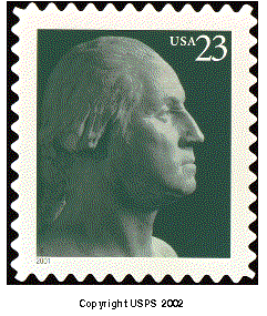 Stamp Announcement 02-20: George Washington Definitive Stamp, copyright USPS 2002.