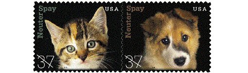 Neuter/spay stamps.  All current stamps and other philatelic products are available by calling 800-STAMP-24 or online at the Postal Store (www.usps.com/shop).