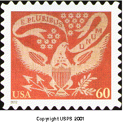 Stamp Announcement 02-21: Coverlet Eagle Definitive Stamp, copyright USPS 2001.