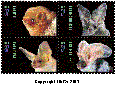 Stamp Announcement 02-33: American Bats Commemorative Stamps, copyright USPS 2001.