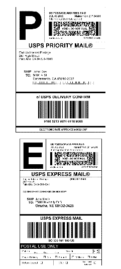 Labels: Replicas of two Information Based Indicia permitted for domestic mail items only. 